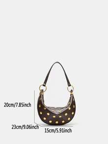 Vintage Nieten Tasche Nischen Design Kleine Achseltasche Punk Schwerlast Schultertasche Mit Nieten Umhängetasche Für Frauen - Braun - Übersicht 4