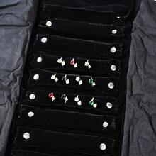 YRUID Fashion Mini Small Black 10 Buckles Necklace Rings Earring Bracelets Storage Bag Jewelry Nylon Roll Organizer Bag Velvet Bracelet Carrying Display Holder Jewelry Business Pouch - Black - View 6