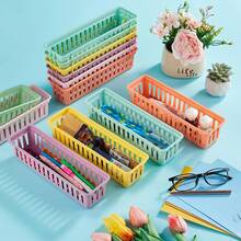 Classroom Pencil Storage Box/Pencil Basket/Crayon Basket, Available In Multiple Colors - Desktop Organizer Box - Multifunctional Storage Box - Desktop, Drawer Organizer. Suitable For Classroom, School, Dorm, Office, Drawers, Home, And Other Occasions. - Multicolor - View 12