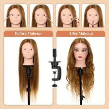 24 Inch Makeup Mannequin Head With Straight Synthetic Hair With Desktop Stand, For Cosmetology Training, Eyelash Extensions Practice, Professional Hairdressing Gift - View 10