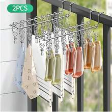 Bộ 2 giá phơi tất, giá phơi quần áo có 16 kẹp, bằng thép không gỉ, chống gió, thích hợp để phơi tất, đồ lót, quần áo, khăn tắm. - Xem 8