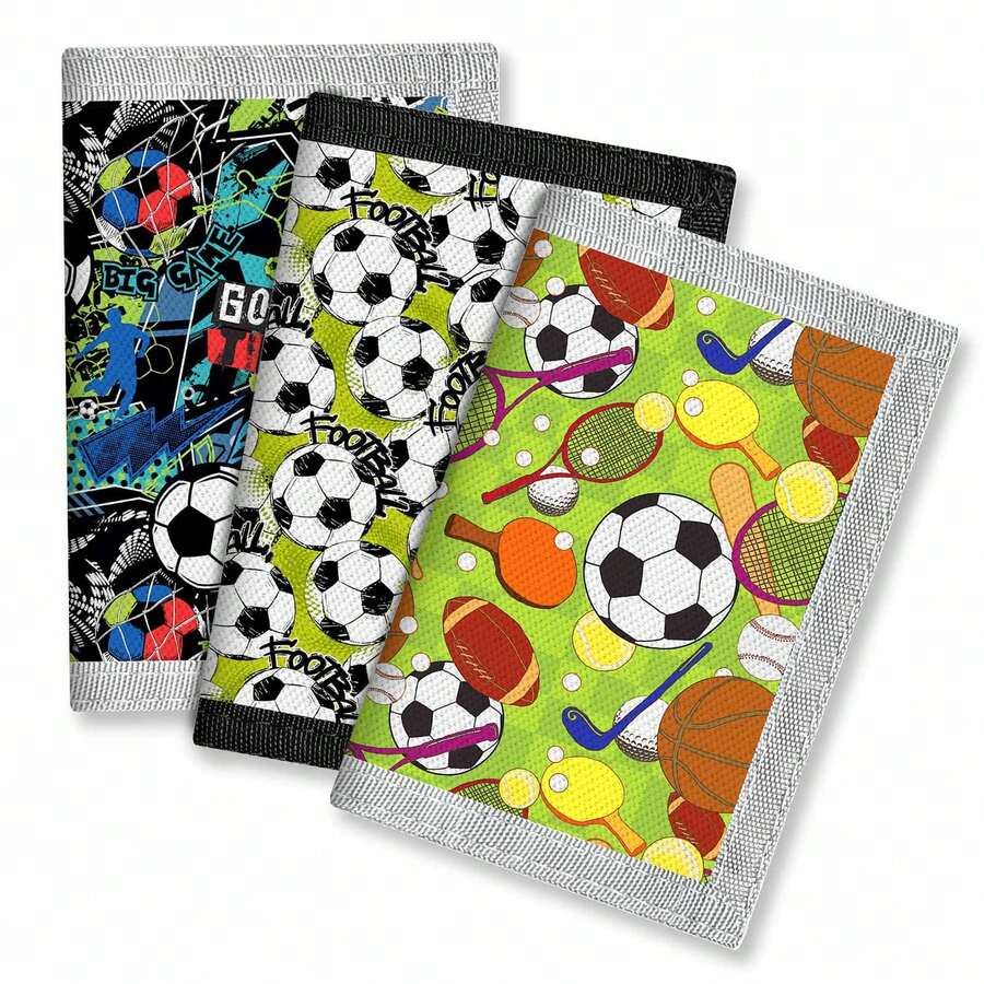 Personalized Wallet, Minimalist Trifold Card Holder, Football Print Coin Purse, Durable Material - Multicolor - View 1