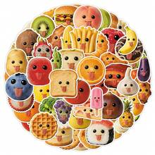 60pcs Abstract Food Cartoon Funny Expression Stickers, Cute Anthropomorphic Creative Decorative Stickers For Desk, Milk Tea Cup Scrapbook Supplies Stationery Funny Stickers Kindle - Abstract Food - View 5