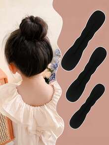3pcs/Set Soft Sponge Hair Bun Maker, Classic Hair Styling Tool For Buns, Ponytails, Messy Buns, Suitable For Girls, Practical & Non-Damaging, Daily Use - Multicolor - View 2