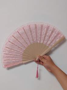 1pc Vintage Spanish Wedding Fan - Elegant Floral Lace Decoration, Natural Wooden Folding Hand Fan Suitable For Bridal Party, Wedding Decor - Elegant Tabletop Centerpiece Or Wedding Gift - Durable And Lightweight, Bridal Party Accessory, Exquisite Craftsmanship - View 13