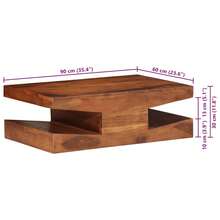 CROISSANCE Tavolino da Salotto 90x60x30 cm Legno Massello di Acacia - Castano - Visualizzare 9