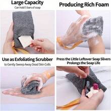6pcs Exfoliating Soap Bags With Hanging Rope, Mesh Soap Holder, Lather Soap Net, For Removing Calluses And Preserving Soap Bars - Black - View 6