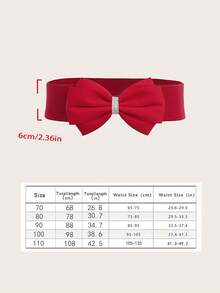 1pc Women Plus Size Casual Bow Buckle Decorative Dress Belt Summer, School Fall, Autumn, Halloween - Red - View 4