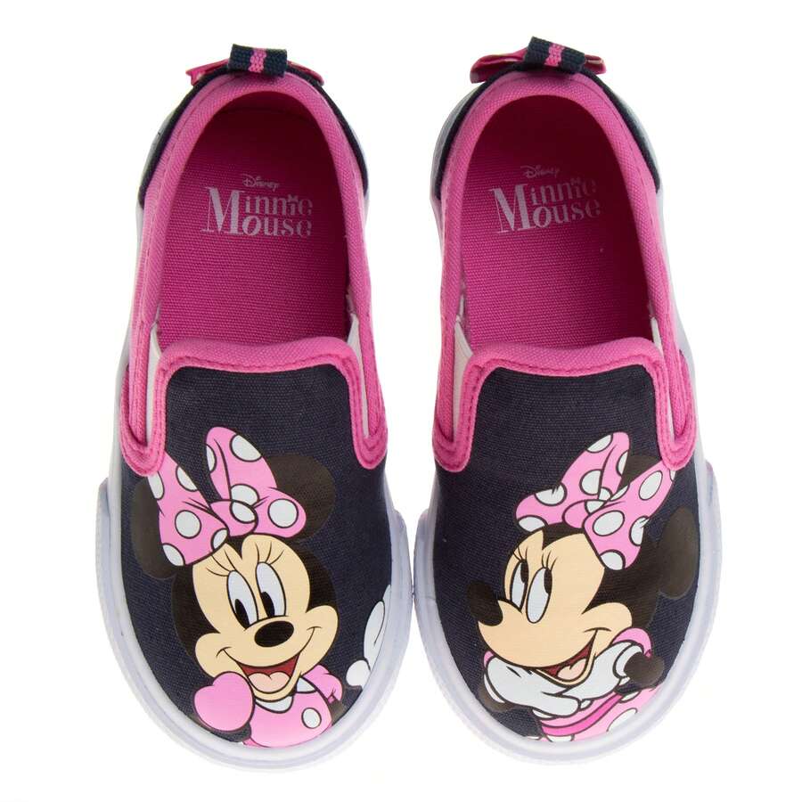 Disney Minnie Mouse Slip On Canvas Sneakers Toddler Girls'  Easy SlipOn Casual Wear Fun Design Play Ready Comfort Fit (Toddler Sizes 5-10/ Little Kids 11-12)
