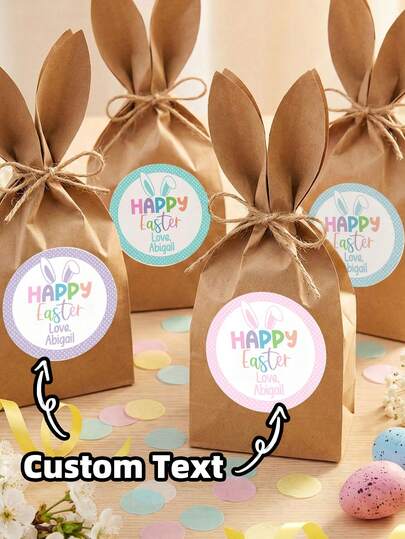 1-120Pcs Personalized Easter Label Stickers Easter Design. Made Of Waterproof PVC, Suitable For Party Favor Decor,Gift Wrapping Decor,Easter Egg Decor, Holiday Gift MarkBirthdays, Parties, Back-To-School Season, And Company Events.