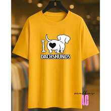 Love Dachshunds Sausage Dog T-Shirt 02 Printed White 100% Cotton Unisex Men's Women's Comfortable - 黃色 - 查看 2