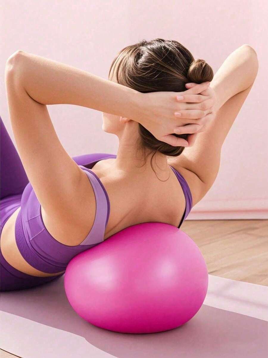 1个光滑瑜伽普拉提防爆健身平衡球，适合初学者的瑜伽球 - 紫色 - 查看 1