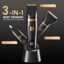 FollowBreak 三合一男士电动剃须刀，男士理发器，USB男士剃须刀，鼻毛修剪器，3种刀头，可拆卸清洗，带LED显示屏，可去除耳毛、鼻毛、眉毛和面部毛发，适合作为父亲节礼物 - 多色 - 查看 9