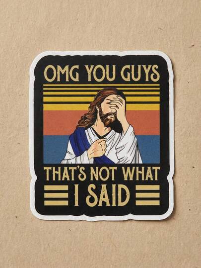 1pc Cartoon Jesus Palm Sticker - "Oh My God, I Didn't Mean That" - Anime Theme Sticker For Luggage, Window, Laptop, Phone, Bumper, Helmet Stickers Scrapbook Supplies Stationery Funny Stickers Kindle