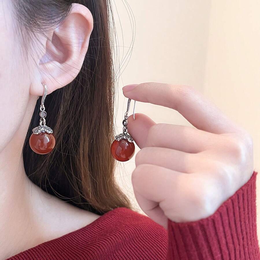 1 Pair Ankla Red Pearl Elegant Niche Luxury Earrings For Women - Multicolor - View 1