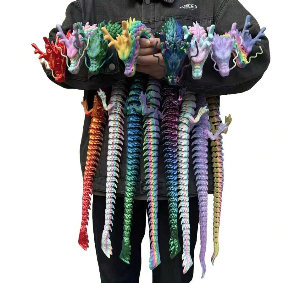 3D Printed Dragon Model For Valentine's Exchange Toy,Valentine Party Favor, Prize Supplies, 1 Count Creative Desktop Decoration, Dragon Model Ornament, 3d Printed Fidget Toys,Office Desktop Decoration, Perfect Holiday Gift,Easter Egg Gifts,3d Printed Stuff - Red Blue - View 1