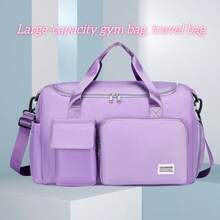 Sac de sport en tissu Oxford, sac bandoulière pour femme, sac à main grande capacité, sac de voyage pour courts séjours - Parme - Voir 1