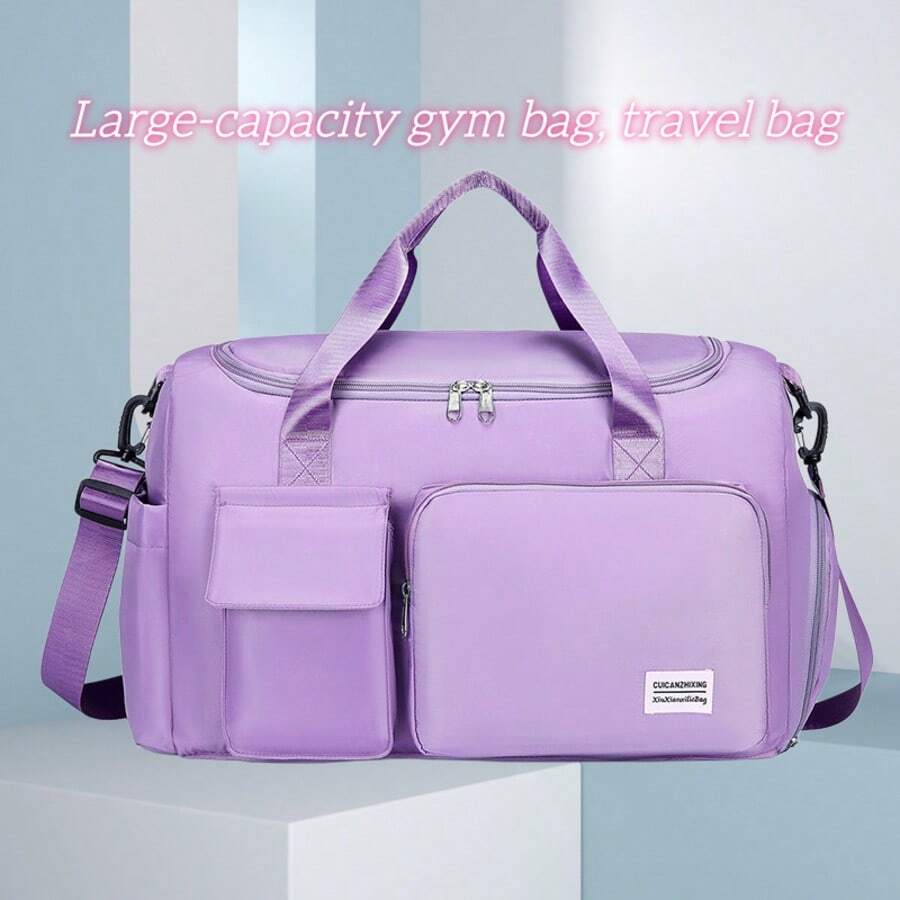 Sac de sport en tissu Oxford, sac bandoulière pour femme, sac à main grande capacité, sac de voyage pour courts séjours - Parme - Voir 1
