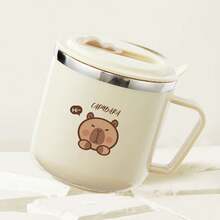 1个270毫升迷你可爱水豚牛奶杯，儿童吸管手柄水杯，密封防漏316不锈钢吸管杯，便携式双层保温茶牛奶咖啡杯，防烫饮水杯，适合学生和成人居家、学校、办公室、聚会、露营、野餐等场合使用。 - 彩色 - 查看 10