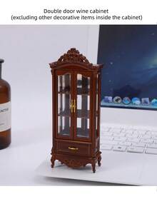 1pc Vintage Style Mini Wine Cabinet - Ivory White/Brown/Dark Brown Finish, Suitable For 1:12 Scale Miniature House (Miniature Model, Display) - Collectible Furniture, Living Room Furniture Decor, New Dollhouse Accessory - Multicolor - View 10