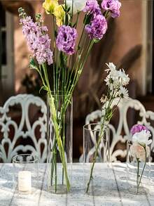 Transparent Glass Cylinder Vase, Suitable For Home, Office, Wedding Decor, And Indoor Styling. These Hurricane Candle Holders Are Perfect For Desktops And Parties. - A - View 4