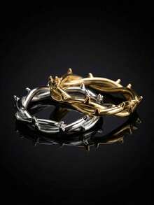 Classic Twisted Rope Criss-Cross Leaf Geometric Couple Rings, Daily Wear Gift Jewelry For Women - White - View 3