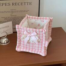 1pc Super Cute Lace Bow Decor Desktop Storage Basket, Waterproof Cosmetic Organizer Basket, Can Store Various Brushes And Skincare Products, Desktop Decor, Cosmetic Storage Box, Portable Picnic Basket - Nhiều màu - Xem 19