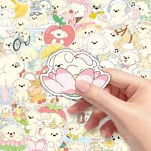 52pcs Spring Puppy Doodle Stickers, Cartoon Cute Adorable Dog Decor For Wall, Storage Box, Scrapbooking - Original Springtime Puppy - View 7