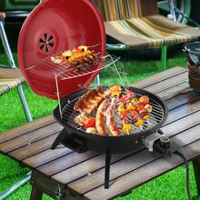 Electric Countertop BBQ Grill, Portable Double Layer Indoor/Outdoor Electric Grill For Indoor & Outdoor Use, 1600W, Red - 美規B型插(110-127V) - 查看 6