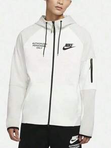 Nike Training/Casual Zip-Up Hooded Jacket, Unisex, White/Grey - White Gray - View 1
