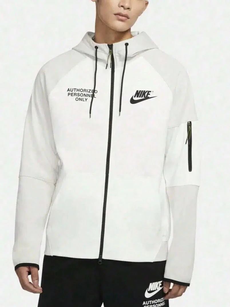Nike Training/Casual Zip-Up Hooded Jacket, Unisex, White/Grey - White Gray - View 1