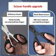 1 pièce Ciseaux noirs extra-larges et robustes, ciseaux de bureau en métal résistant à la rouille avec des lames noires anti-adhérentes, ciseaux de ménage durables pour l'artisanat, fournitures de bureau, ciseaux à tissu, ciseaux polyvalents d'urgence pour l'extérieur, cadeau parfait - Ciseaux à lame noire - Voir 11