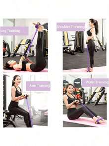 1件装4管腿部阻力带，仰卧起坐辅助健身器材，腿部塑形器 - 紫色 - 查看 3