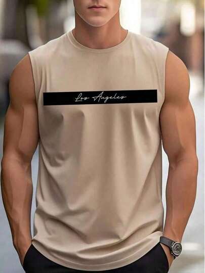 Regata MasculinaPremium LOS ANGELES Camisa Algodao Malha Premium Regata Moda Verao Esporte Casual Academia Caminhada Dia a Dia