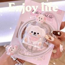 A Protective Case Compatible With Apple 20W Chargers, Featuring A Protective Cable And A Cute Puppy Design. - Clear - View 4