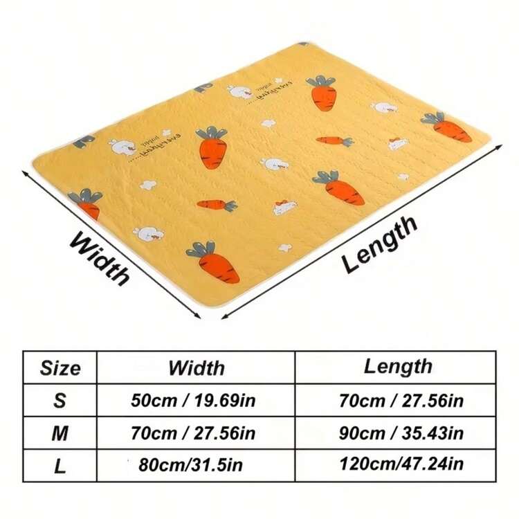 1pc Cute Carrot Design Super Absorbent Reusable Pet Pad, Easy To Clean Machine Washable Pet Diaper Mat, Suitable For Rabbit/Dog Litter Box, Rabbit Cage Decor, All Seasons (Pattern Randomly Cut) - Multicolor - View 2