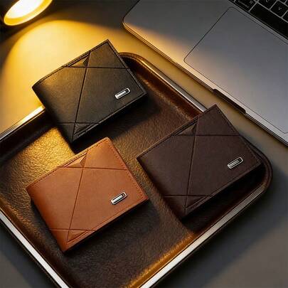 NYXIA Billetera de cuero sintético para hombres, monedero multifuncional, plegable, con múltiples bolsillos de almacenamiento, monedero compacto de moda casual, portador de tarjetas, regalo ideal para el Día del Padre/Novio