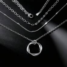 1pc Minimalist Mobius Necklace, S925 Silver Infinity Loop Pendant, Women Clavicle Chain, Fashionable Daily Accessory - Gold - View 4