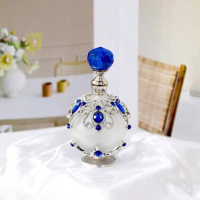 زجاجة عطر قابلة لإعادة التعبئة بحجم 25 مل ذات تصميم دائري مزخرف بالكريستال، مناسبة لديكور المنزل والسفر، زجاجة تخزين عطر أنيقة، غسل يدوي فقط، إكسسوار العناية الشخصية للنساء، ديكور فاخر، جودة عالية، إكسسوار مستحضرات تجميل عصري، هدية مثالية للنساء والفتيات (زجاجة فارغة، بدون عطر)