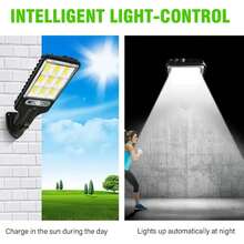 108 COB Sensor Solar Outdoor Wall Light, Outdoor Lighting Smart Floodlight With 3 Lighting Modes, Semi-Embedded Installation, Suitable For Yard, Garden, Fence, Patio, Camping, Street, House, Music Festival, Wedding Season, Party, Mother's Day, Valentine's Day, Back To School, Christmas, Halloween Decoration Lighting - Remote Control/Non-Remote Control Version Available - 黑色 - 查看 6