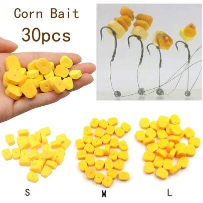 30pcs Carp Fishing Bait Pop Up Boilie Rig Accessories EVA Foam Fake Corn Shape Method Feeder Tackle Fish Lure