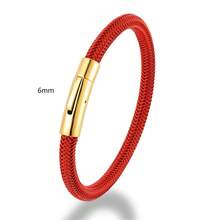 1 chiếc vòng tay bằng dây thép đỏ cổ điển sang trọng, chống thấm nước, trang sức thời trang nam bằng thép titan 3mm-6mm, phụ kiện vòng tay đôi. - Khóa thép không gỉ - Xem 2