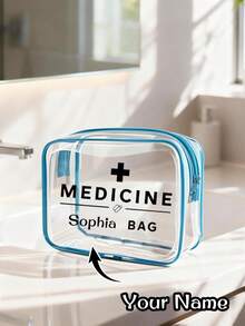 Customizable Name Large Capacity High-Quality PVC Travel Organizer Bag With Zipper Closure - Lightweight, Fade-Resistant Ladies Cosmetic And Toiletry Bag, TSA-Approved Portable Makeup Bag, Easy-To-Wipe Clean Design, Fashionable And Technological Organizer Pouch - Multicolor - View 2