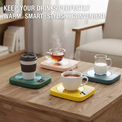 Posavasos con control automático de temperatura, almohadilla eléctrica calentadora para tazas de café, adecuada para escritorio de oficina, regalo de San Valentín genial para parejas, hombres y mujeres, accesorios de escritorio de oficina, calentador minimalista, superficie lisa, calentador de café inteligente, regalo para parejas, amantes del café