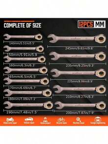 12pcs Metric Ratchet Wrench Set, 8-19mm Ratchet Combination Wrench With Organizer, 72 Teeth Chrome Vanadium Steel - Random Style Wrench - View 3