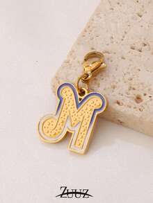1pc Stainless Steel Two Tone Letter Charms For DIY Jewelry Making Handmade 18K Gold Alphabet Letters Charms Initial Accessories - Pendant - View 9