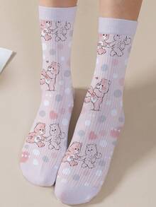 CARE BEARS 1 Pair  Women's Personalized Socks, 360 Degree Digital Printing With Interesting Cheer Bear, Wish Bear, Heart Bear, Angel Bear, Grumpy Bear And Other Designs, Fashion Minimalist, Suitable For Daily Wear And Graduation/Birthday Gifts - Multicolor - View 7