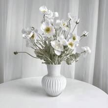 1/6 支 59厘米逼真罂粟花，每枝4朵，简约现代风格，可弯曲且不褪色 - 适用于DIY花墙、场景装饰、花瓶插花、婚礼、派对、客厅、卧室、厨房、花园、户外、生日、毕业礼物等场合的桌面装饰 - 白色 - 查看 8