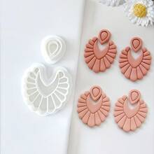 2pcs/Set Retro Fan-Shaped Soft Clay Earring Mold DIY Jewelry Pendant Shaping Cutter Tool Set - White - View 7