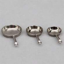 3pcs 1:12 Scale Miniature Frying Pans, Dollhouse Furniture Accessories, Tiny Kitchen Utensils, Alloy Cookware Set, Miniature Scene Photography Props, Decoration For Doll House Kitchen - one-size - View 7